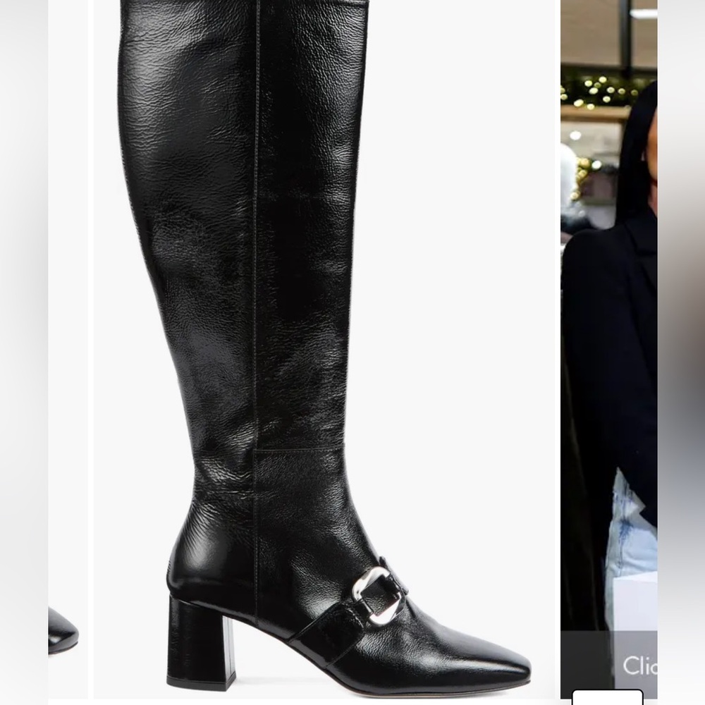 LK Bennett Black Leather Gigi Oloid Block Heel Knee High Boot Size 40 - Picture 3 of 4